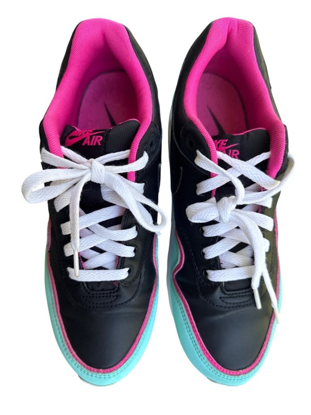 Nike Air Max 1 BV0052-001 Black Pink Aqua Athletic Sneakers Youth 7Y - Picture 2 of 14